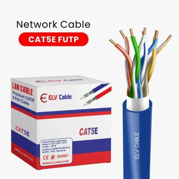 Cat5e F Utp Blue 24 awg 4 pair cable 305m