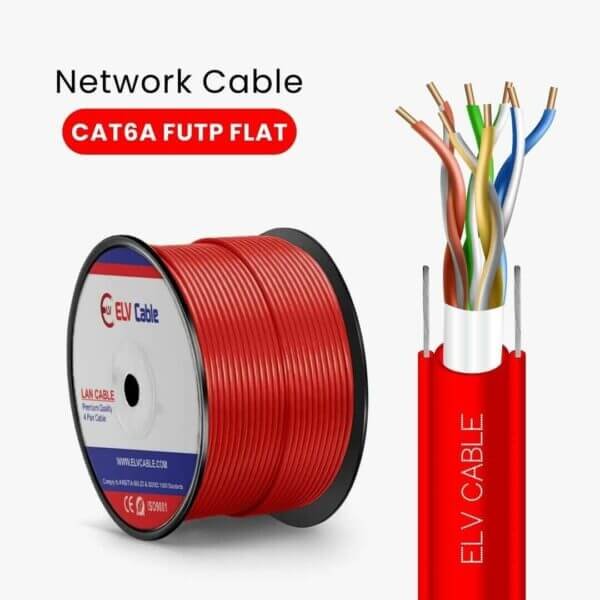 cat6a 23awg f utp Lift Flat Cable Red Color