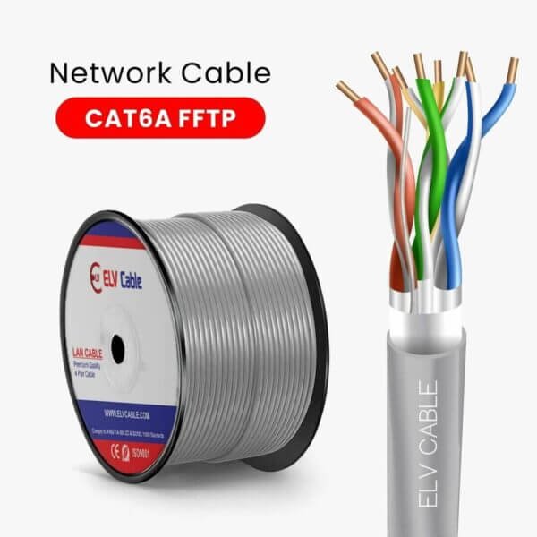 elv cable products range network cable cag5e cable cat6 cable cat6a cable cat7 cable cat8 cable ethernet cable fiber cable ftth cable outdoor cable  Cat6a F-Ftp 23awg 4pair cable Grey Color