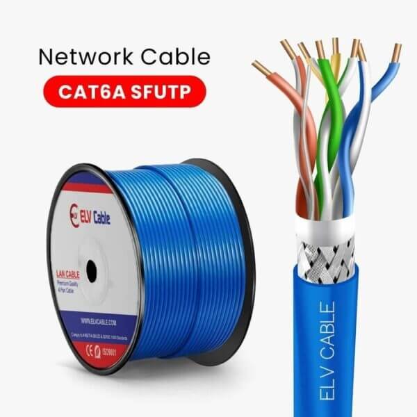 elv cable products range network cable cag5e cable cat6 cable cat6a cable cat7 cable cat8 cable ethernet cable fiber cable ftth cable outdoor cable  Cat6a Sf-Utp 23awg 4pair Green Color 305M